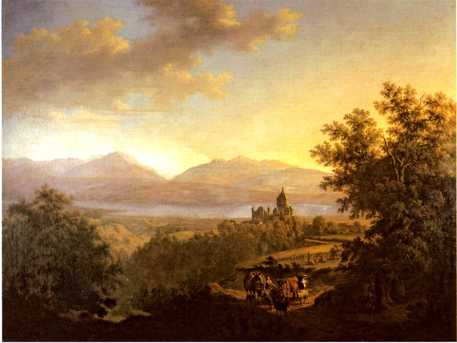 Vue du château de Vufflens, du lac, de la côte de la Savoye couronnée par le Mont Blanc, prise au signal de Monnanz au pays de Vaud 