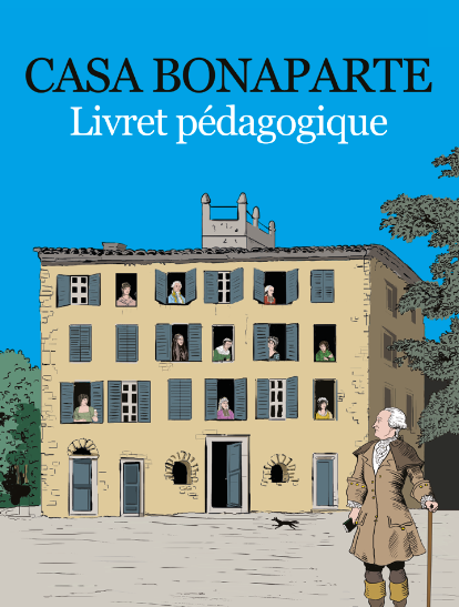 Dessin imagé représentant Paoli devant la Maison Bonaparte 