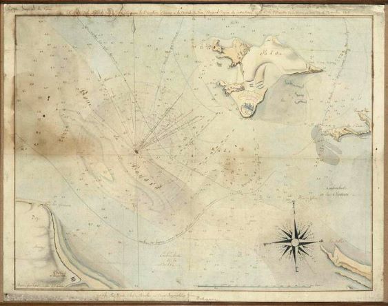 Cliché d'une carte de la rade de l'Île d'Aix du dix-neuvième siècle