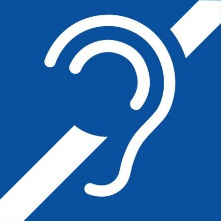 Pictogramme pour malentendant sous la forme d'une oreille traversé d'une flèche